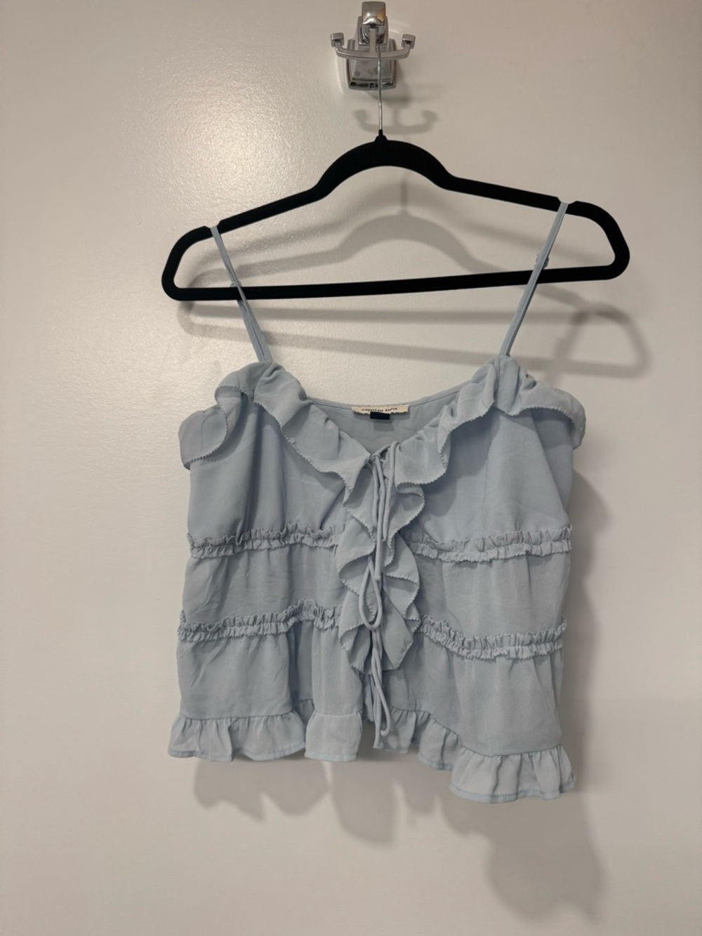 American Eagle Outfitters Light Blue Ruffle Tie-Front Camisole